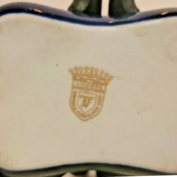 Limoges Castel France Courting Couple Minature Dish Cobalt & 22K Gold Trim - Picture 6 of 8